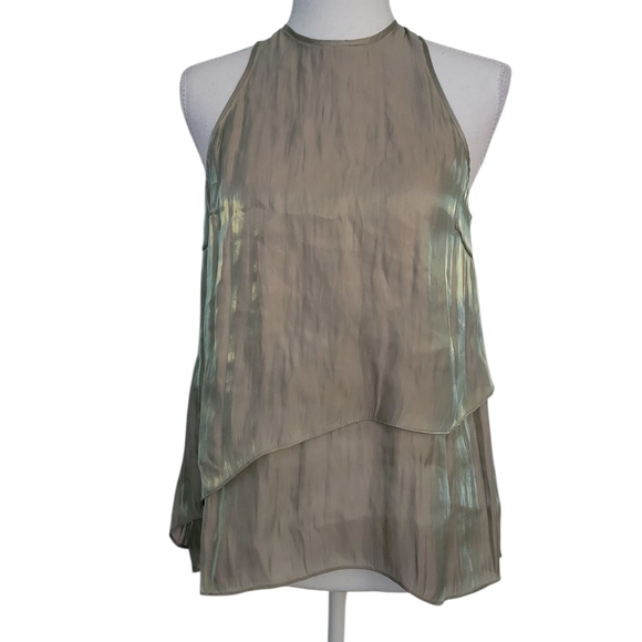 Elizabeth and James Tops - SALE Elizabeth And James Metallic Shimmer Ruffled Tank Top Gold & Tan XS